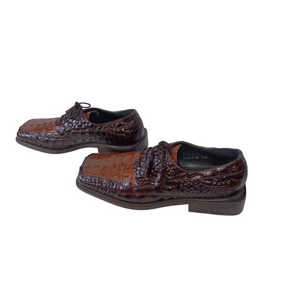 Giorgio Brutini Leather Crocodile Dress Shoe 8.5M Brown Square Toe Classic Style - Picture 7 of 11